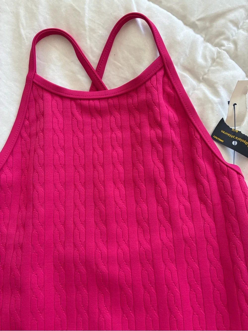 Ralph Lauren Bright Pink Cable-Knit One-Piece Swimsuit